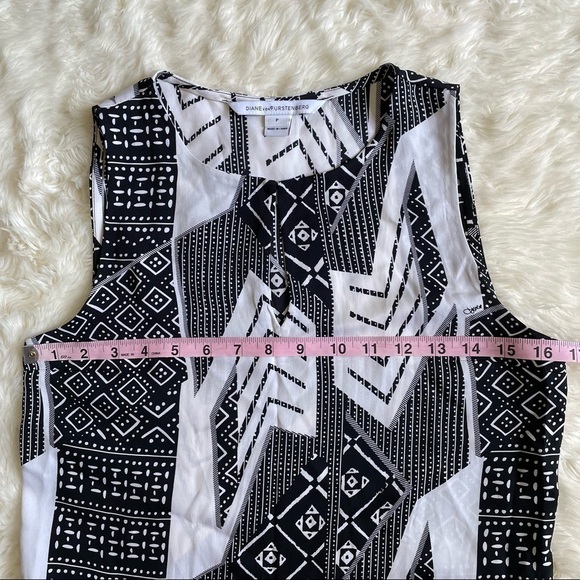 Diane von Furstenberg DVF Tank Top Maya Mixed Print Silk Blend Peplum P - Picture 8 of 11